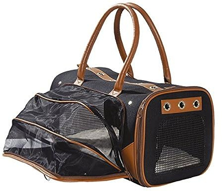 Bobby Transat - Tragetasche Für Katzen Und Kleine Hunde 47 X 27 X 27 Cm - Elegante Hundetragetasche Mit Griffen Und Schultergurt, Breiter Belüfteter Bereich, Schwarz Maximal 8 Kg