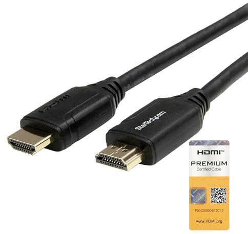 StarTech.com 1m Premium Zertifiziertes HDMI 2.0 Kabel mit Ethernet - High Speed Ultra HD 4K 60Hz HDMI Verbindungskabel HDR10 - HDMI Kabel (Stecker/Stecker) - Für UHD Monitore/TVs/Displays (HDMM1MP)