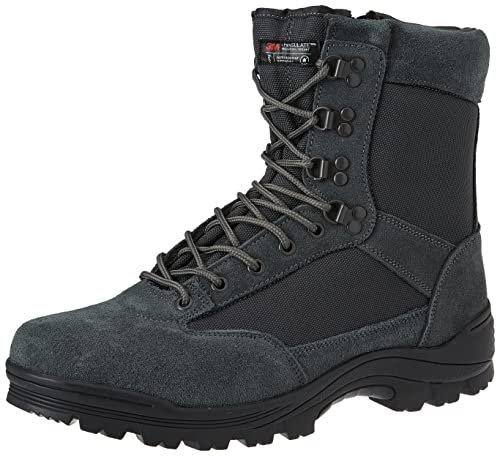 Mil-Tec Tactical Boot mit YKK® Zipper • Militärstiefel Herren • Als Outdoor Boot, Arbeitsstiefel, Wanderstiefel, Einsatzstiefel • Atmungsaktiv & angenehmer Komfort • Urban Grey, Größe: EU 45