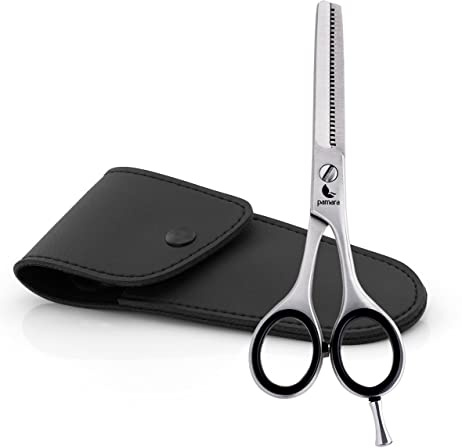 Pamara Effilierschere Premium, Extra scharfe Friseurschere oder Effilierschere,scharfer und präziser Schnitt,Perfekter Haarschnitt für Damen & Herren,Perfekter Haarschneideschere für jedes Haar, Etui