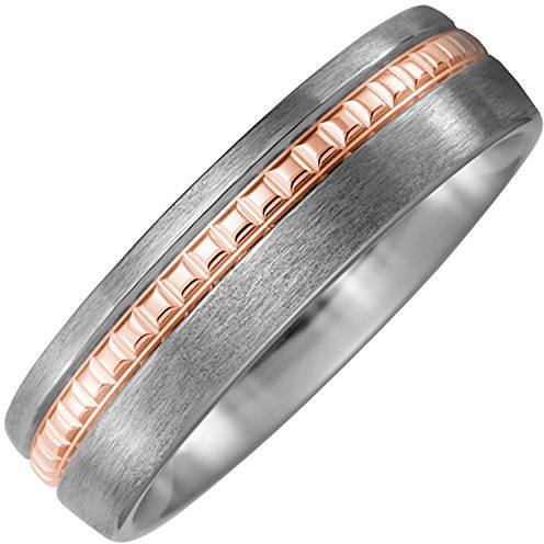 JOBO Partner Ring Titan matt mit 750 Rotgold Partnerring Größe 64