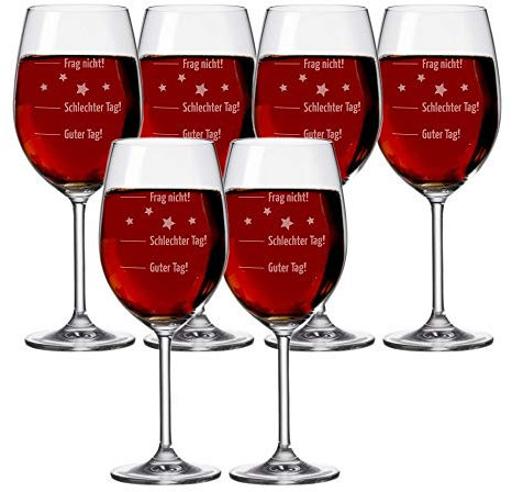 4youDesign 6-er Set Weingläser XXL Guter Tag, Schlechter Tag | Leonardo Gläser zu Weihnachten, Geburtstag, Hochzeit | 6 teiliges Set Rotweingläser | Füllmenge á 630ml