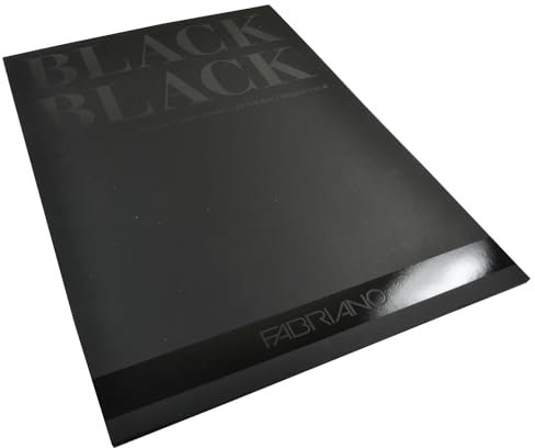 Honsell 19100393 - Fabriano Black Black Block, tiefschwarzes Papier mit matter, unbeschichteter Oberfläche, 300 g/m², DIN A2, 20 Blatt, ideal für Pastelle, Farbstifte und Marker