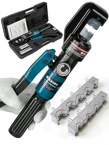 Strumento di crimpatura idraulica manuale da 4 mm² a 70 mm² per terminali per cavi, strumento di crimpatura idraulica con 9 paia di stampi per utensili per stampaggio filo