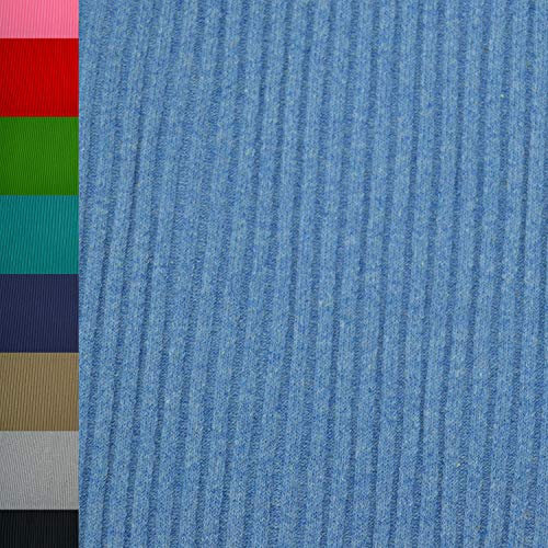MAGAM-Stoffe Charly Schwerer Bündchenstoff Grobstrick uni Oeko-Tex Meterware 50cm (08. Blau meliert)