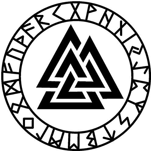 Samunshi® Wandtattoo Valknut mit Runen C Wotansknoten Wandaufkleber Wandsticker Aufkleber 50 x 50cm schwarz