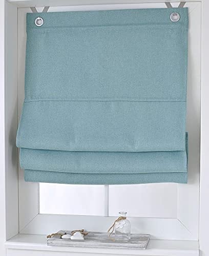 Kutti Estor Plegable Dimount Opaco Blackout con Ojales y Ganchos Turquesa 45 x 130 cm
