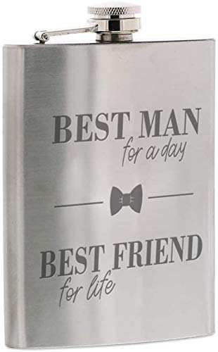 Edelstahl Flachmann Mini mit Gravur - Best Man for A Day Best Friend for Life - Geschenkidee für Trauzeugen - Taschenflasche - Geburtstagsgeschenk - Groomsmen - Beste Freunde - STEMPEL-FABRIK