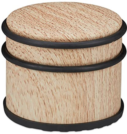 10 x Türstopper, für schwere Türen & Fenster, Edelstahl & Gummi, Holzoptik, hoher Bodenpuffer, ∅ 9,5 cm, Hellbraun