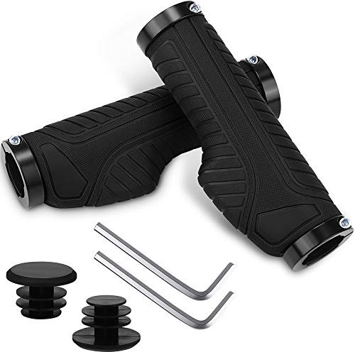 Japace Fahrradgriffe Ergonomisch, Fahrrad Griffe Lock-On Fahrradlenker rutschfest Gummi Lenkergriffe für MTB, Trekkingrad, E-Bike, Cityrad, Mountainbike, Rennrad und Faltrad (schwarz)