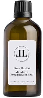 Lime Basil And Mandarin Reed Diffuser Refill Oil Strong Scented Perfume Dupe 100ml Glass Bottle
