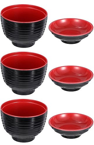 Cabilock 3Pcs Miso Suppe Schüssel mit Deckel Japanischen Reis Schüssel Melamin Nudel Schalen Ramen Schüssel für Snack Muttern Candy Obst Miso Suppe
