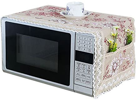Yehapp Oven Cover with 2 Accessary Pockets - Microwave Dust Proof Cover - Microwave Oven Accessory Protective Cover Dust-Proof Covers Hood Home Decor Microwave Anti-Oil Towel 39.3x13.7inches