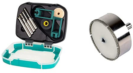 wolfcraft 8771000 1 Coffret de 4 Forets Diamant Ceramic Ø 5, 6, 8, 10 Mm & 8911000 Trépan Diamant Ceramic Ø 68 mm, Queue Ø 10 mm avec Foret de Centrage - Profondeur de coupe 25 mm