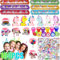 104 Pezzi Unicorno Festa Bambina Regalo, Gadget Unicorno Compleanno Bambina, per Feste di Compleanno per Bambini, Unicorno Schiaffo Braccialetti Cerchietto Anello Timbri, Regalini Fine Festa