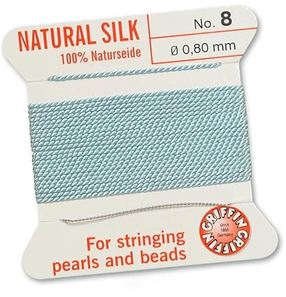 Creative-Beads Perlenfaden, Schnur, Perlseide zum auffädeln 2m lang mit flexiblem Drahtende als Fädelnadel Stärke 0,80mm türkis