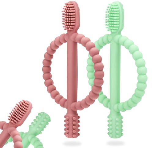 MISSLILI Baby Teething Toys with Easy-Hold Handle, Infant Toothbrush