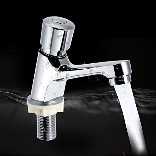 YUMILI Grifo De Cierre Automático,Grifo De Retardo Y Grifo De Baño, Grifo De Cierre Automático Cromado De Ahorro De Agua De Retardo Para El Baño De La Cocina Pública