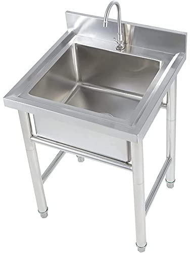 Psfghvz Fregadero de Cocina Independiente, Fregadero Comerciales Fregadero Industrial de Acero Inoxidable 304 con Grifo, Fregadero de Utilidad para Garaje Interior al Aire Libre Restaurante Lavadero