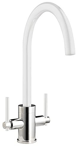 Cookology Livorno Twin Lever Kitchen Tap (Chrome White)
