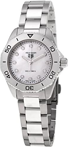 Tag Heuer Aquaracer Quartz Diamond White Mother of Pearl Dial Ladies Watch WBP1416.BA0622, WHITE, 30 mm, Modern