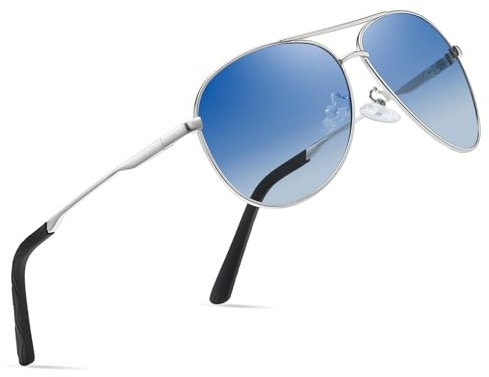 wearPro Polarised-Sunglasses-Mens-Womens-Pilot Sunglasses Unisex UV400 Protection Polarized Sun Glasses Black Unisex Classic Vintage Style Ultralight Shades For Driving(Gradient Blue)