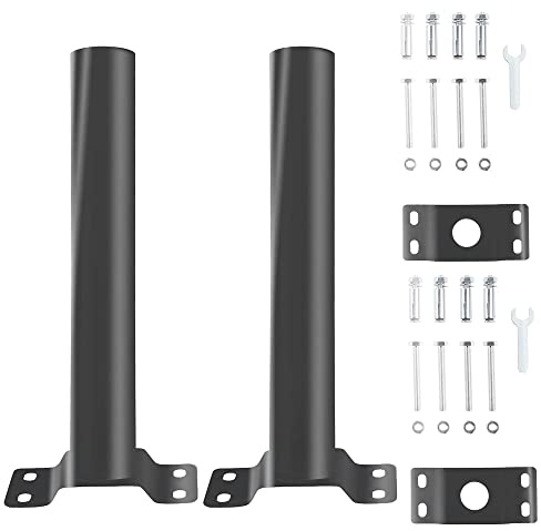 2 Pack Light Pole Mount,Solar Pole Mounting Bracket Extension Kit Wall Flag Black Metal Pipes Barn Lights Fixture Adaptor Outdoor Arm for Led Street Light,Wall Mounted Tire,Barn Lamp,Post Tree Fence
