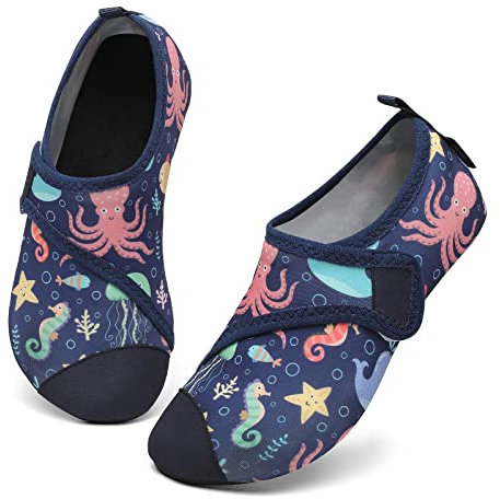 SAGUARO Calcetines Piscina Niño Surf Aqua Escarpines Niña Secado Rápido Antideslizante Zapatillas Deportivas Acuáticas Azuloscuro 34/35 EU