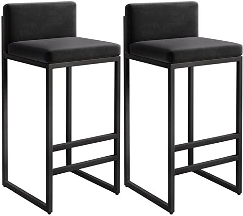 KIYIYDMM Tabourets de Bar Maison, Tabouret de Bar Hauteur 65cm / 75CM, Assise Chaises de Bar Hautes Tabouret de Cuisine avec Dossier et 4 Pieds Moderne Elegance Design, Noir