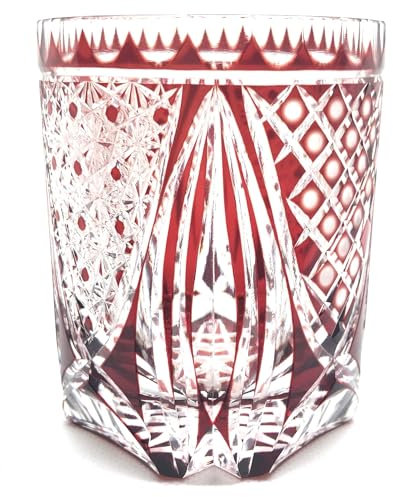 Vaso de roca Tamayarai y Kikukagome, cristal Kiriko, vaso de roca, vaso de whisky, caja de Paulownia, taller Promitsu Kiriko, fabricado en Japón, artista independiente Kiriko Mitsu Saito