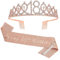 JurciCat 18. Geburtstag mädchen Schärpe und Tiara Rose Gold Krone 18 Geburtstag Geschenke für Birthday Girl Party Deko Decoration