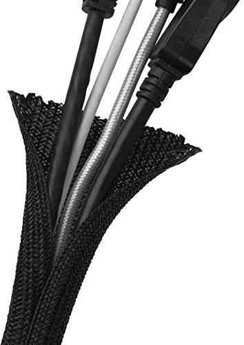Geepen Cable Sleeve 2M, Cable Organizer, Cord Protector Wire Loom Tubing Cable Sleeve Split Sleeving for USB Cable Power Cord for Home Office