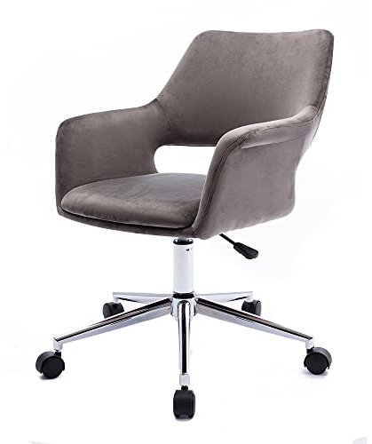 Mingone Bürostuhl mit Rollen Schreibtischstuhl Hoch Verstellbar Stuhl Samt Drehstuhl mit Lehne Computerstuhl 150kg Belastbar für Büro Arbeitszimmer Wohnzimmer, Dunkelgrau