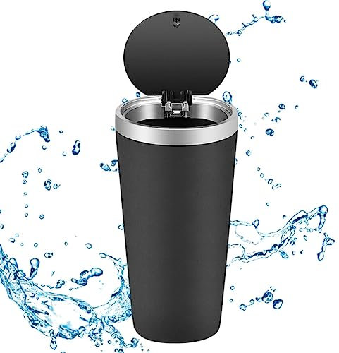 WOLWES Petite Poubelle pour Voiture - 800 ML avec Couvercle Porte-gobelet Poubelle | Petite Voiture pour camions, SUV, berlines, adaptée à Toutes Les Voitures