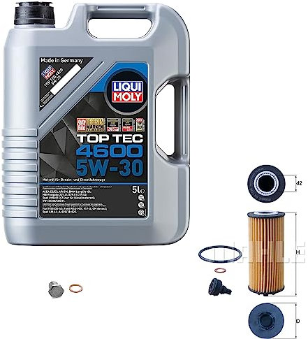 Inspektionspaket Wartungspaket Filterset mit 5 L Motoröl Top Tec 4600 5W-30, Ölfilter, Verschlussschraube