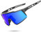 KAPVOE Polarisiert Fahrradbrille Uv400 Schutz TR90 Rahmen Sportsonnenbrille Sportbrille für Herren Damen Sport Radfahren MTB Radbrille Fahren Baseball Radsport Laufen Blau Weiß 02