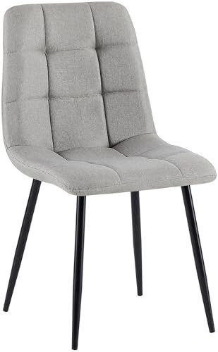 CLP Chaise de Salle à Manger Antibes I Chaise de Cuisine rembourrée avec revêtement en Tissu surpiqué I avec Structure métallique, Couleur:Gris Clair
