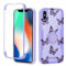 Yoedge Kickstand Phone Case for iPhone X/XS 5,8, 360°Rotatable Magnetic Ring Holder Cases, Full Body Shockproof Silicone TPU Back Cover with Built-in Screen Protector Case, Butterfly