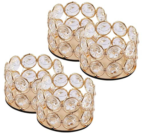 HOLIDYOYO 4stücke Teiliges Eleganter Kerzenhalter Für Hochzeiten Und Stilvolle Tischdekoration Für Romantische Abende Und Besondere Anlässe Goldfarbene Runde Design