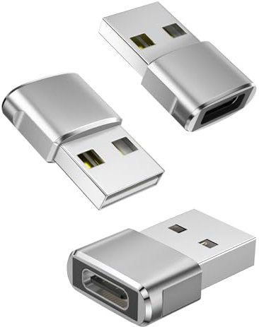 USB-C Buchse zu A Stecker, 3 Stück USB C auf USB Adapter Ladegerät Netzteil Konverter Kompatibel mit iPhone 16/15/14 Serie, MacBook, Notebook, Tablet, Laptops, Smartphone, Airpods, Galaxy (Silber)