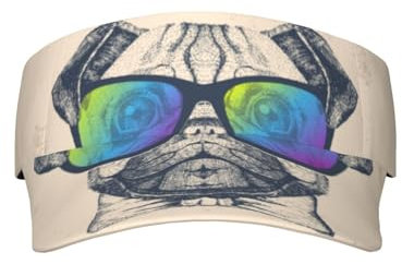 Melbrakin Hipster-Tier-Mops, Sport-Sonnenblenden für Damen, Sonnenblenden-Hüte für Herren und Damen, Verstellbarer Sonnenhut, Sommerhut, Baseballkappe mit leerem Oberteil