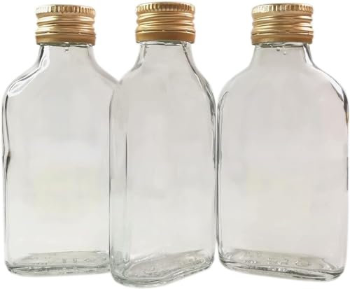 DIAH DO IT AT HOME Empty Flask Glass Bottles 100ml with GOLD Screw Caps for Filling it Yourself Storage Wine Gin Home Brewing (Set of 50)