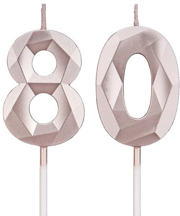Geburtstagskerzen Zahlen 80,3D Roségold Kerzen Geburtstag für Kuchen geburtstagsdeko, Geburtstag Kerzen Zahlen, Geburtstagskerzen Kinder für Partys, Hochzeiten, Firmenfeiern, Jubiläen