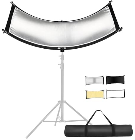 YUOCU Clamshell Light Reflector Diffuser with Carrying Bag, 40x20/100x50cm Photography Arclight Curved Lighting Reflector for Photo Video Studio Outdoor Shooting, Black,White,Gold,Silver (40x20)