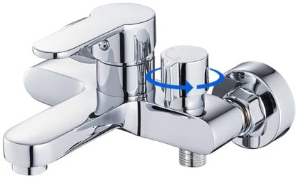 ROVOGO Badewannenarmatur, Aufgerüstet Messing Drehbare Umsteller, Badewanne armatur für Wandmontage, Einhand Wannenarmatur Chrom