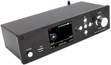 Decoder Surround 5.1, 192 Khz 32 Bit, Supporta 4K, USB Coassiale Ottico Arc, AV Analogico Digitale con Ricevitore BT 5.0, per Home Theater (Spina Europea)