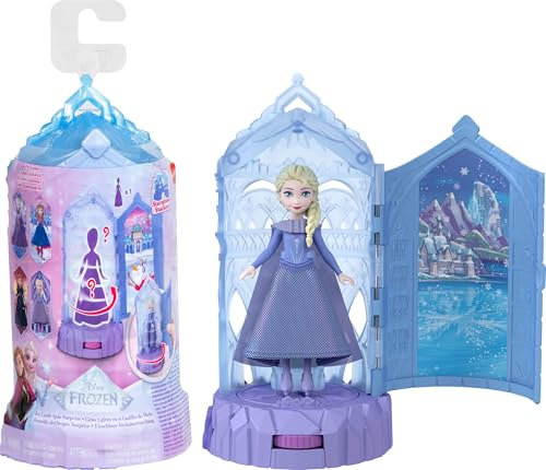 Mattel Disney Frozen Surprise Kleine Puppen & Minischloss Spielsets mit drehender Puppenenthüllung, Ice Castle Spin Surprise aus Filmen (Stile können variieren)