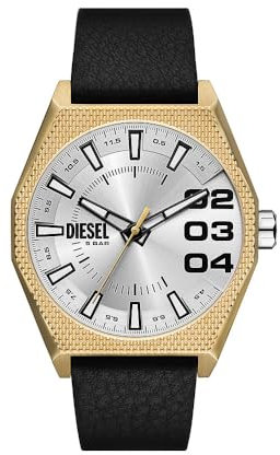 Diesel Herren Analog Quarz Uhr mit Leder Armband DZ2219