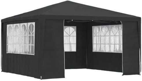 AUVYI Terrassenpavillon mit Seitenwänden 4x4 m Anthrazit 90 g/m² Partyzelt UV- und Wasserbeständig Gartenpartys Multifunktions-Zelt Festival-Zelt Robuster Rahmen Zelt Treffen und Partys im Freien