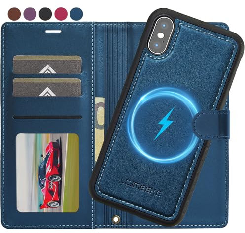 Ailicici für iPhone X/Xs Hülle, [Abnehmbar] 2-IN-1 Abnehmbare magnetische Hülle, Kabelloses Laden, Kartenfach Leder Case, Handyhülle RFID Klapphülle, Schutzhülle für iPhone XS/für iPhone X